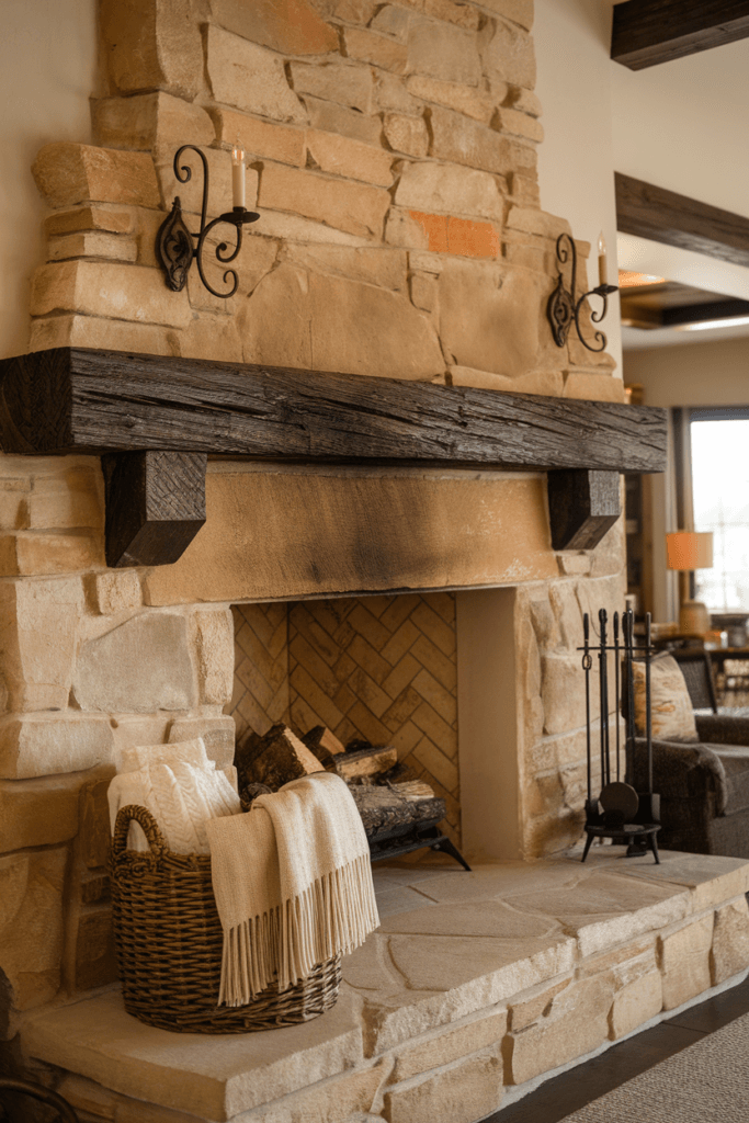 rustic farmhouse fireplace ideas (11)