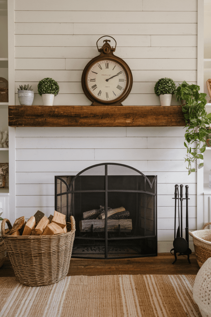 rustic farmhouse fireplace ideas (15)