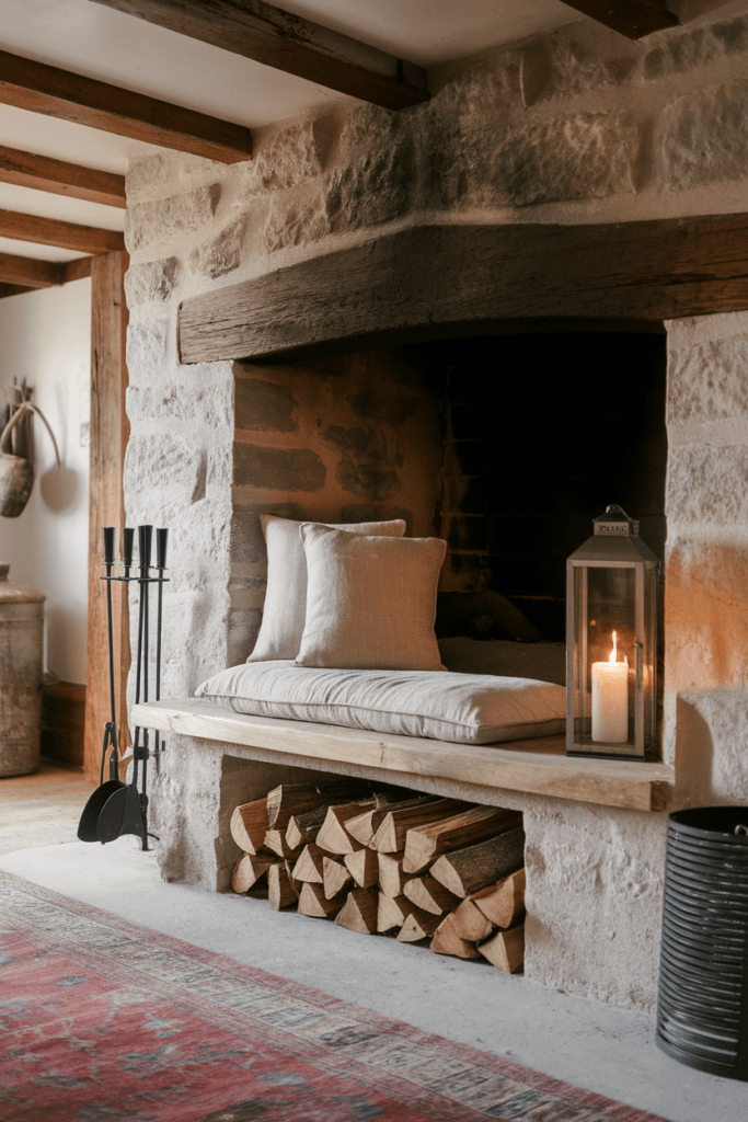 rustic farmhouse fireplace ideas (17)