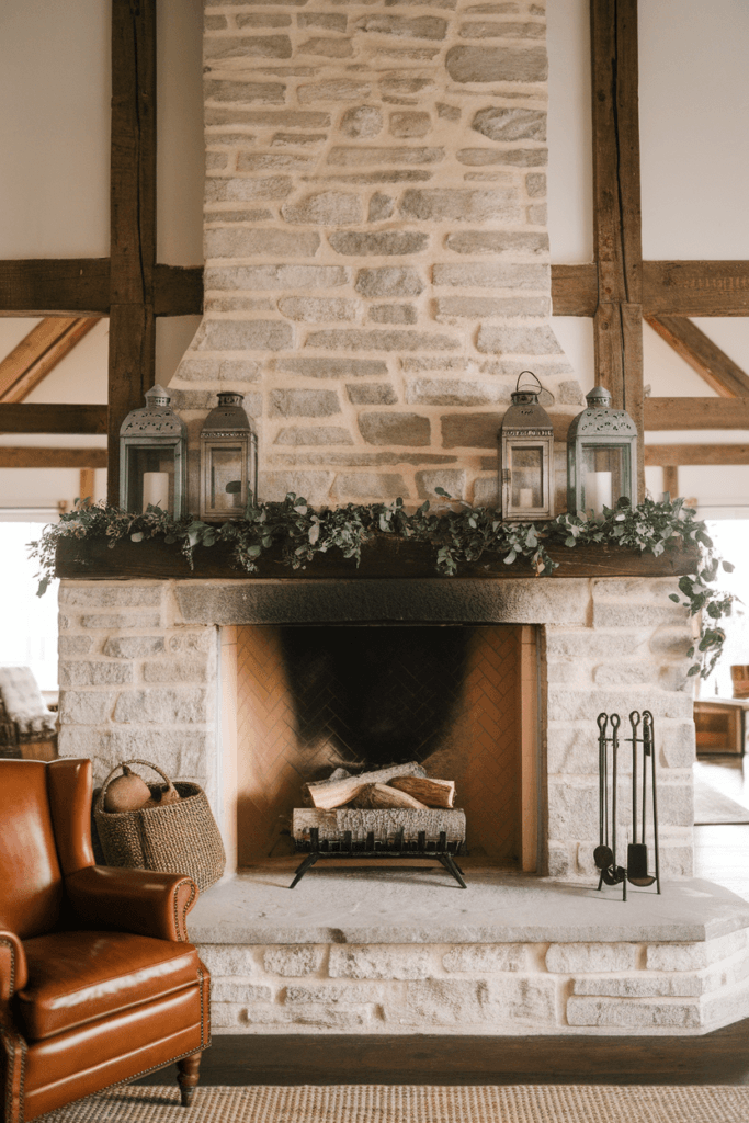 rustic farmhouse fireplace ideas (26)