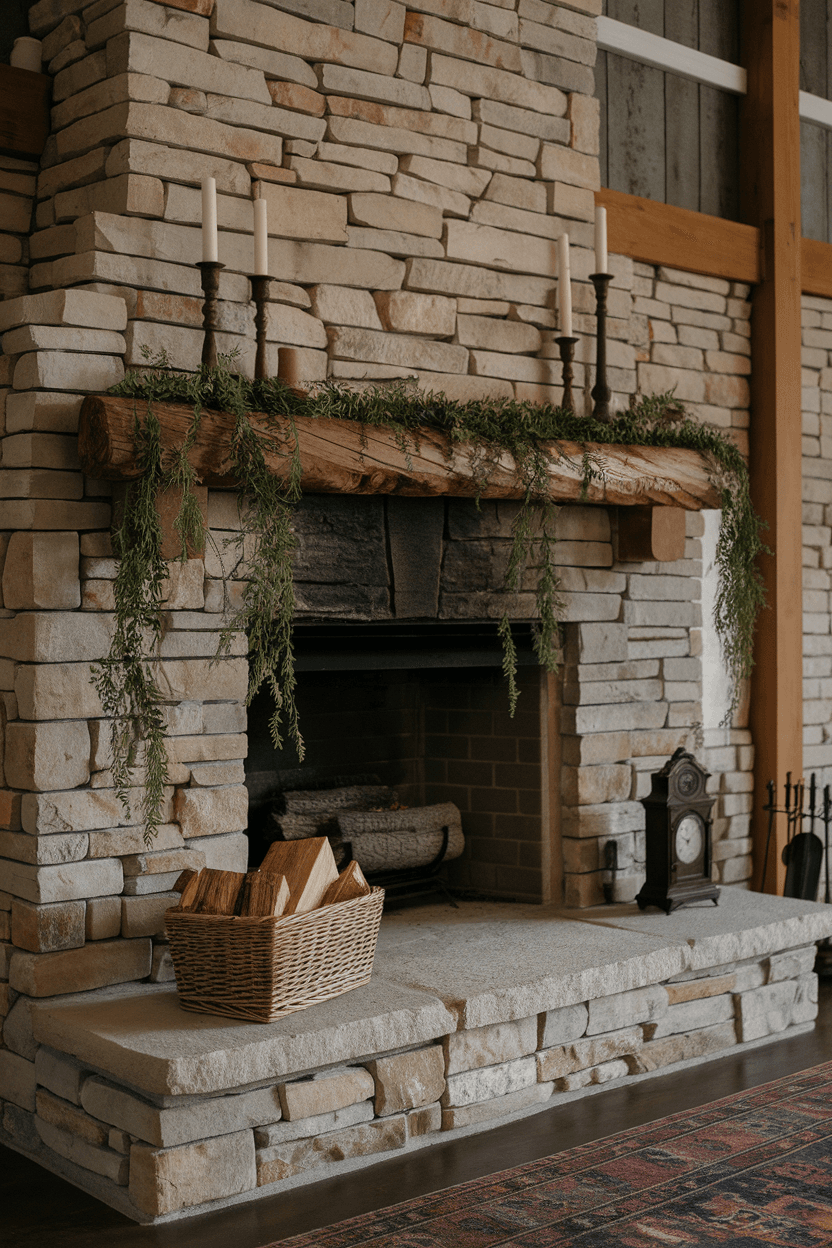 rustic farmhouse fireplace ideas (3)