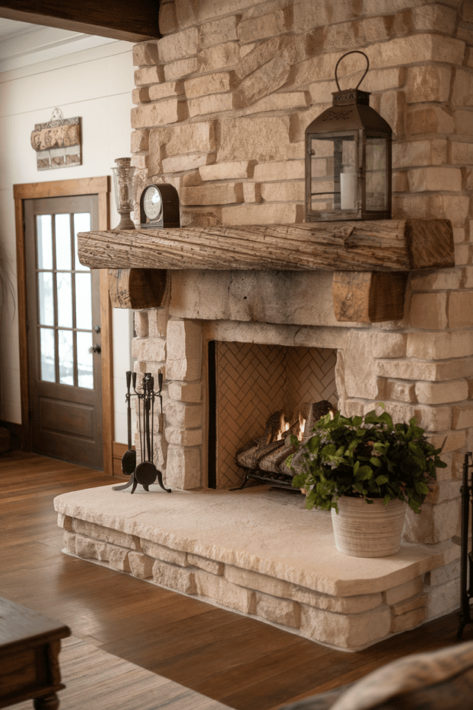 rustic farmhouse fireplace ideas (51)