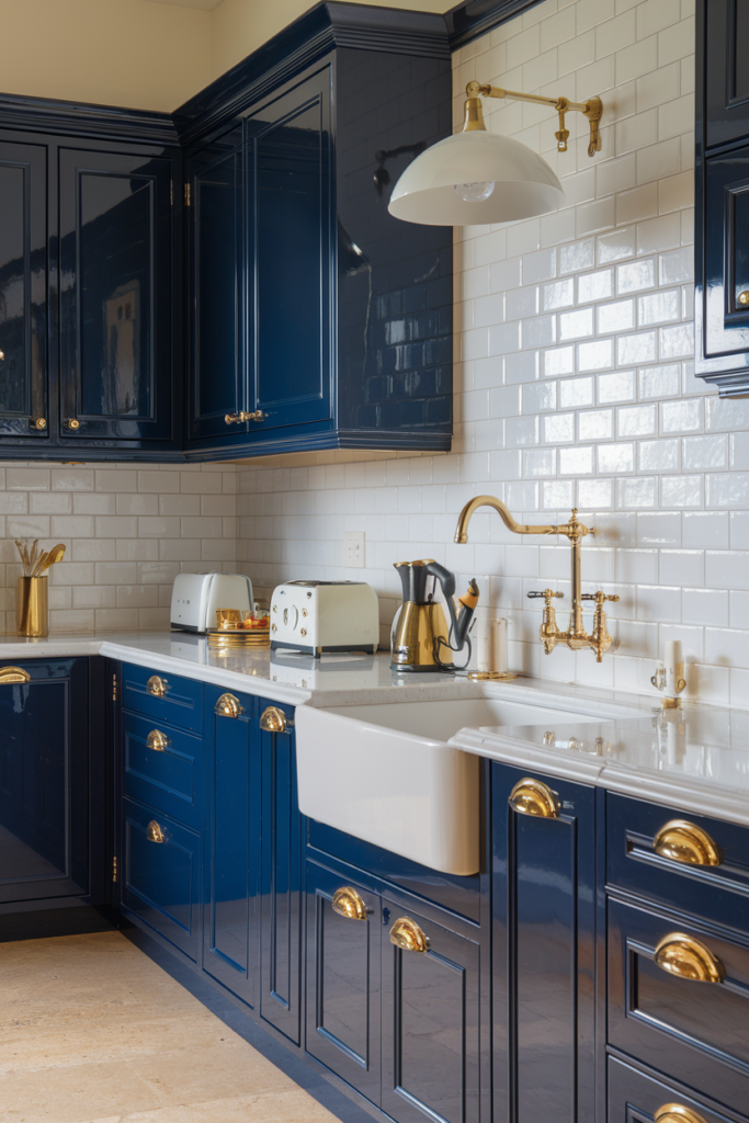 navy and white kitchen design ideas (10)