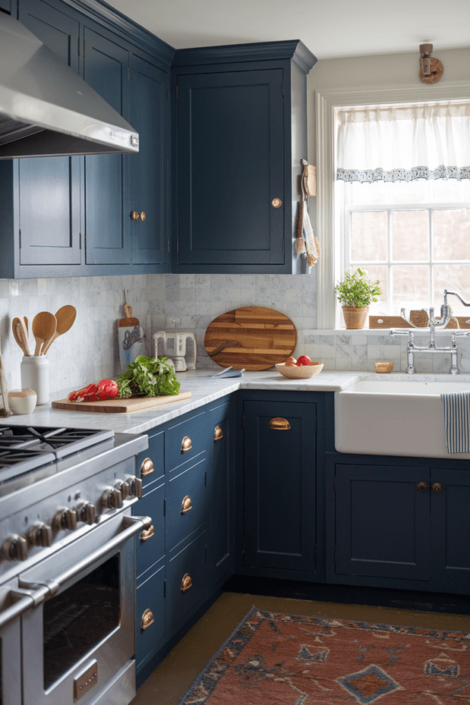 navy and white kitchen design ideas (14)