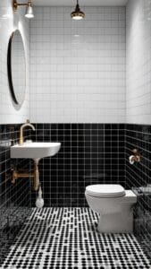Modern To Retro: 20+ Stunning Black And White Bathroom Tile Designs ...